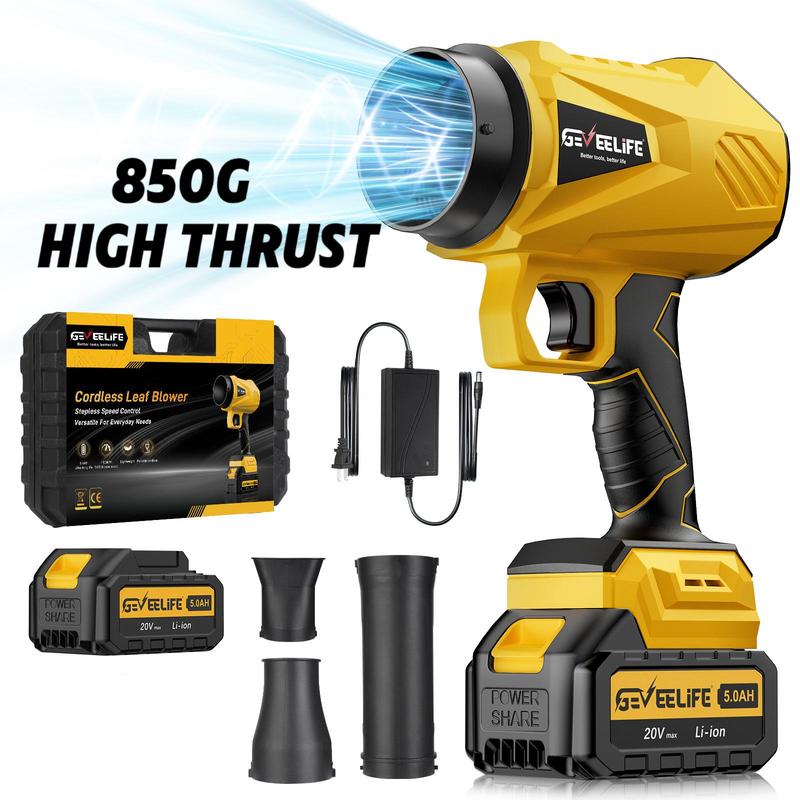 GEVEELIFE Turbo Jet Blower 200W – Cordless Handheld Leaf & Garden Blower for Yard, Car & Home