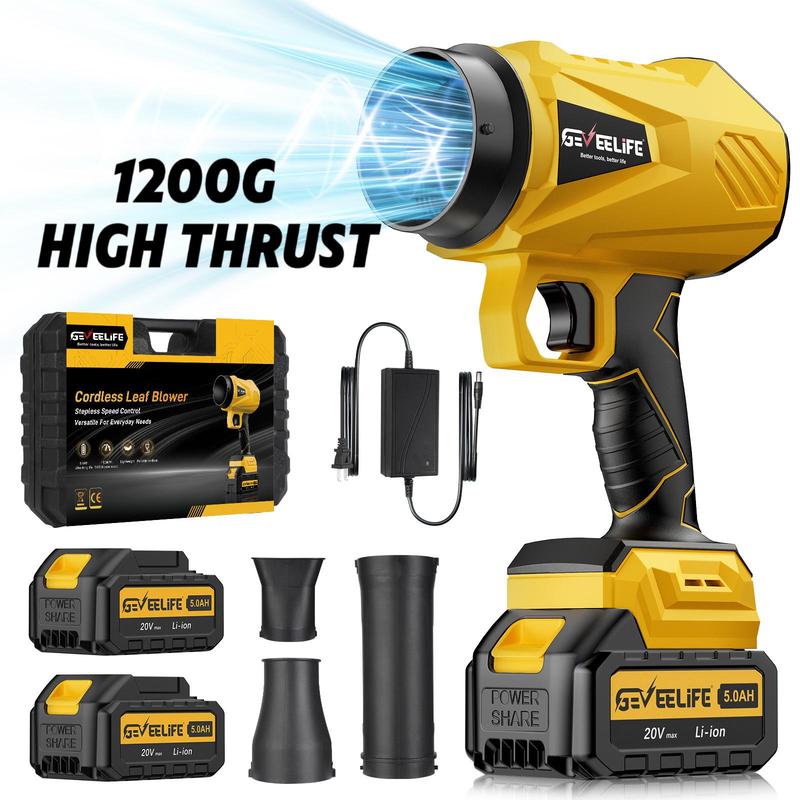 GEVEELIFE Turbo Jet Blower 200W – Cordless Handheld Leaf & Garden Blower for Yard, Car & Home