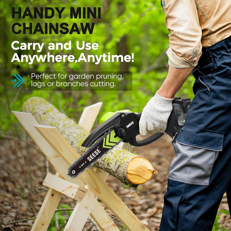 SEESE Cordless Mini Chainsaw – Brushless Electric Saw for Wood Cutting, Pruning & Garden Use
